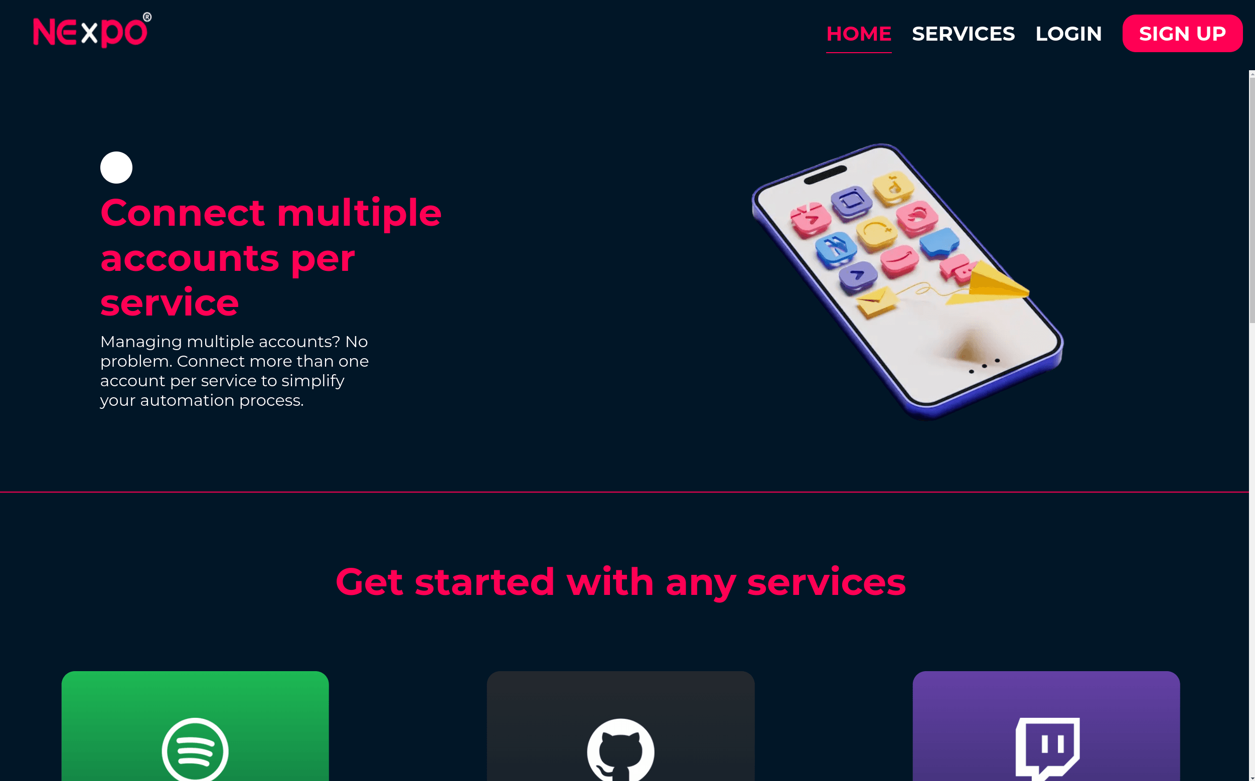 Capture de l'application Nexpo